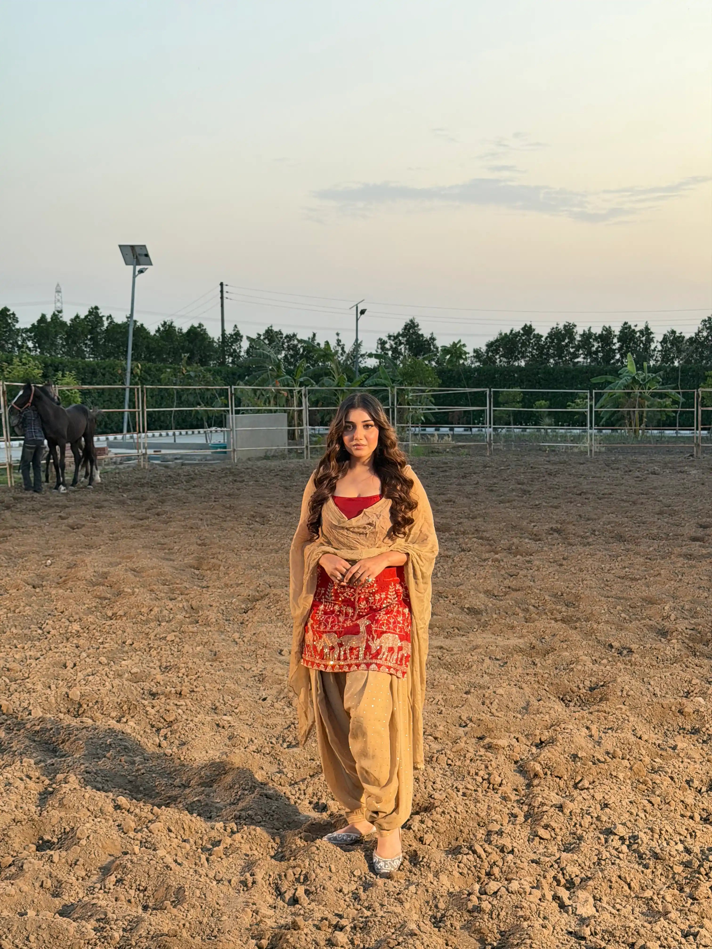 Scarlet Embroidered Motif Patiala Set