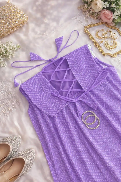 Shimmer Lilac Gulnaz Embroidered Kurta