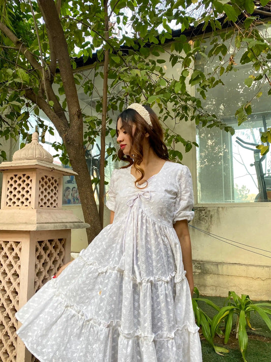 Ivory Bloom Tier Dress - Passion for Fashion by Shivani