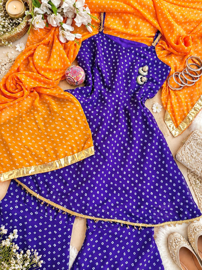 Purple Bandhej Gulnaz Meher Suit