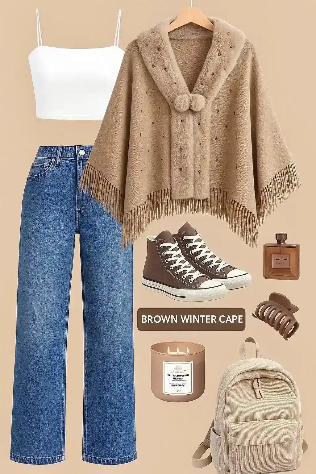 Soft Brown Fur Winter Cape