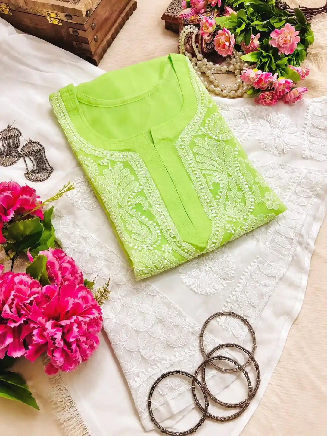 Soft Green Noor Chikan Kurta