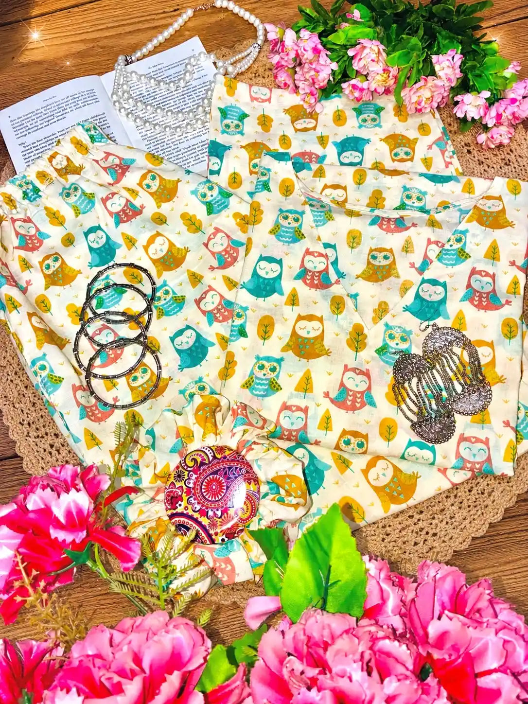Meher Owly Print Ethnic Set