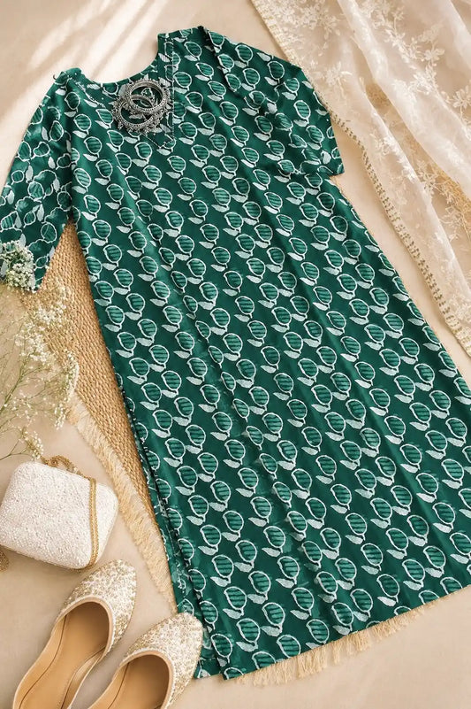 Batique Green Mul Budget Kurta