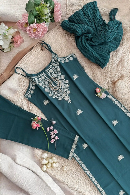 Deep Teal Embroidered Meher Suit