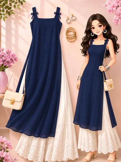 Royal Blue Georgette Gulnaz Kurta