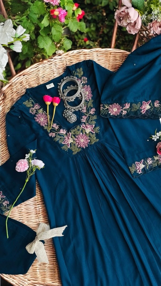 Rich Blue Embroidered Suit Set - Passion for Fashion by Shivani