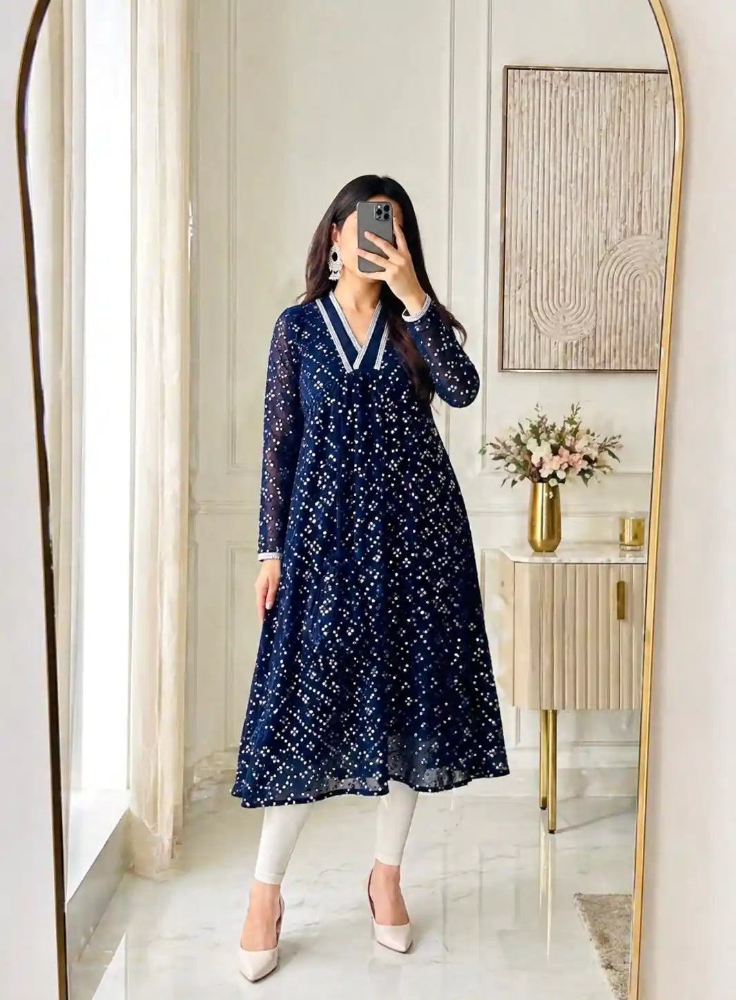 Stunning Blue Embroidered Gulnaz Nyra Kurta