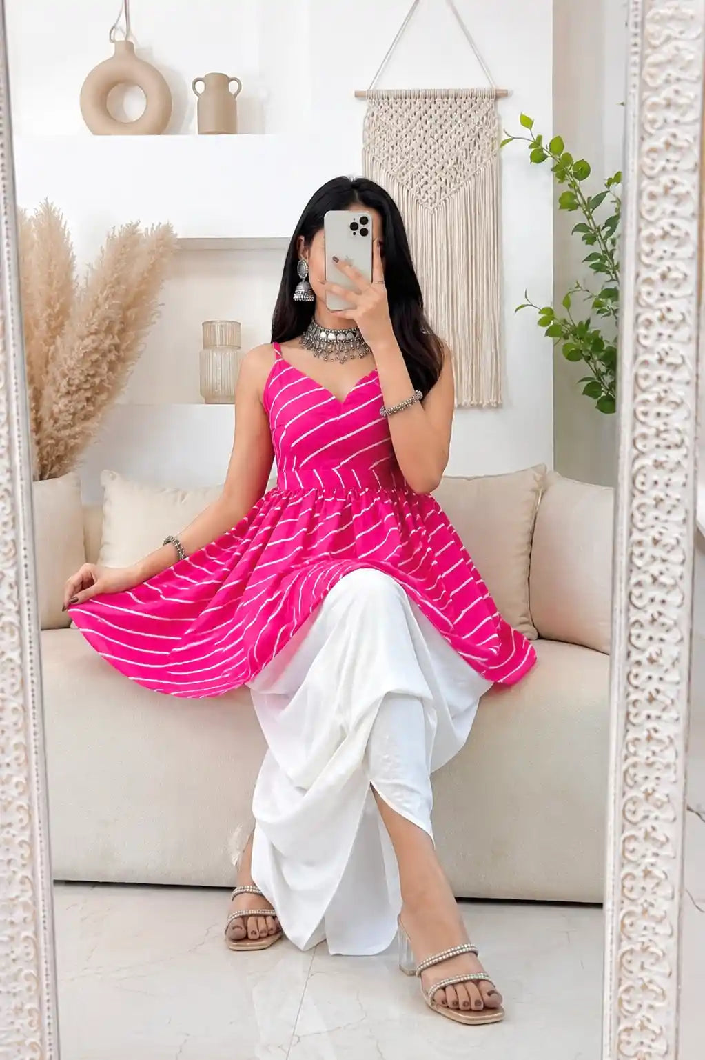 Blush Pink Lehriya Gulnaz Peplum