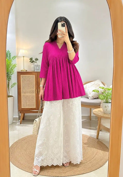 Plum Purple Jaipuri Peplum Top