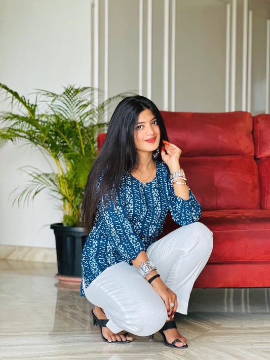 Classic Blue Indigo Short Kurta