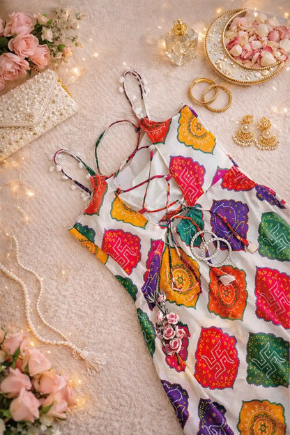 Vibrant Bandhani Back Tie Top