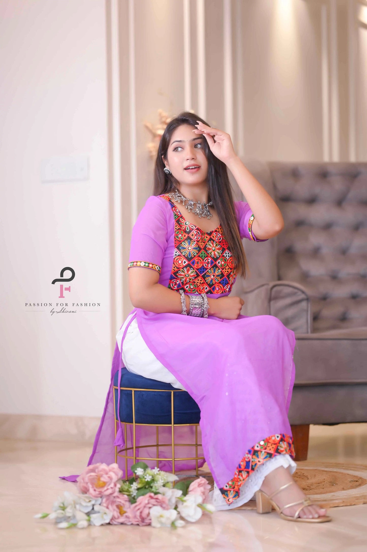 Lilac Charm Embroidered Gulnaz Kurta