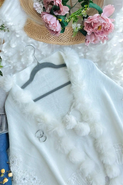 Soft White Fur Winter Cape