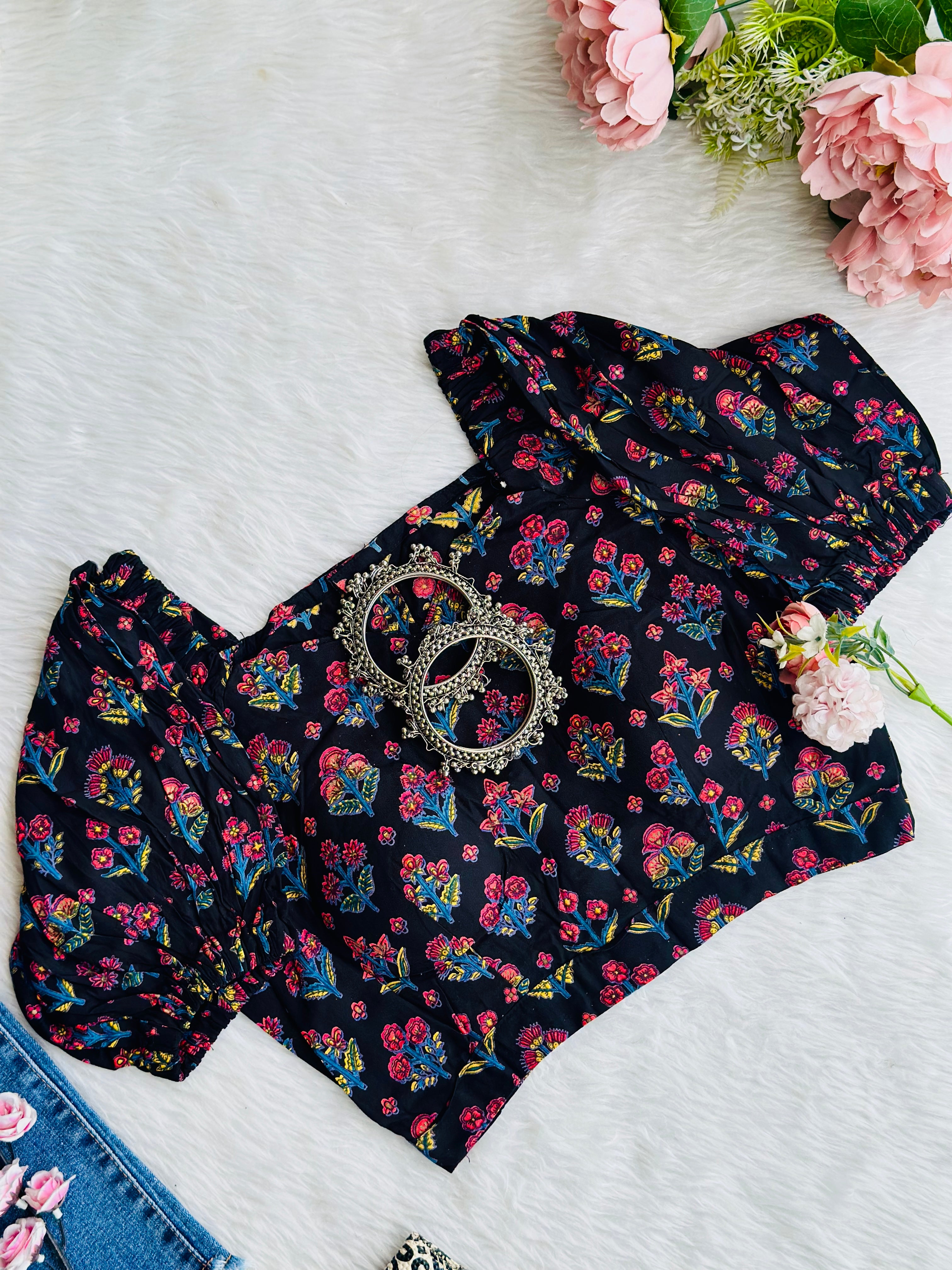 Black Puff Sleeve Blouse