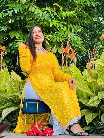 Amber Yellow Mirror Gulnaz Kurta