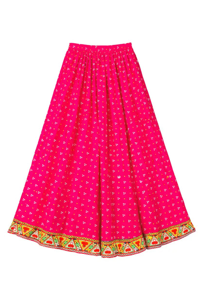 Bandhni Pink Jaipuri Twirl Skirt