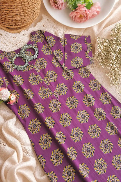 Purple Block Mul Budget Kurta