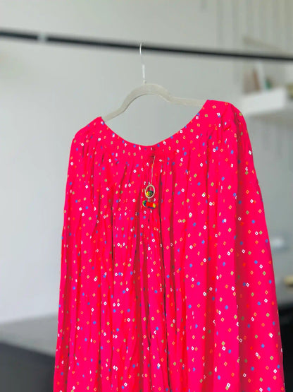 Pink Bandhej Jaipuri Twirl Skirt - Passion for Fashion by Shivani
