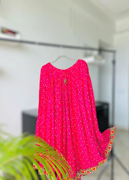 Pink Bandhej Jaipuri Twirl Skirt - Passion for Fashion by Shivani
