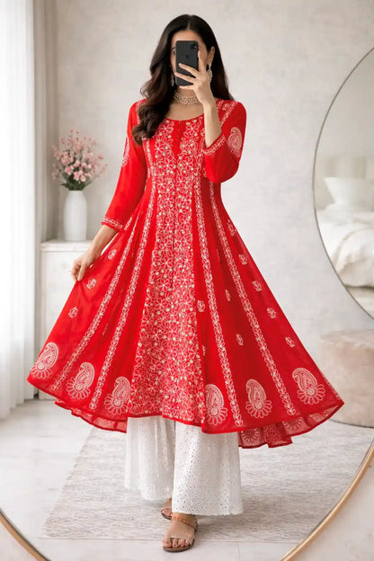 Mahima’s Scarlet Red Meher Anarkali
