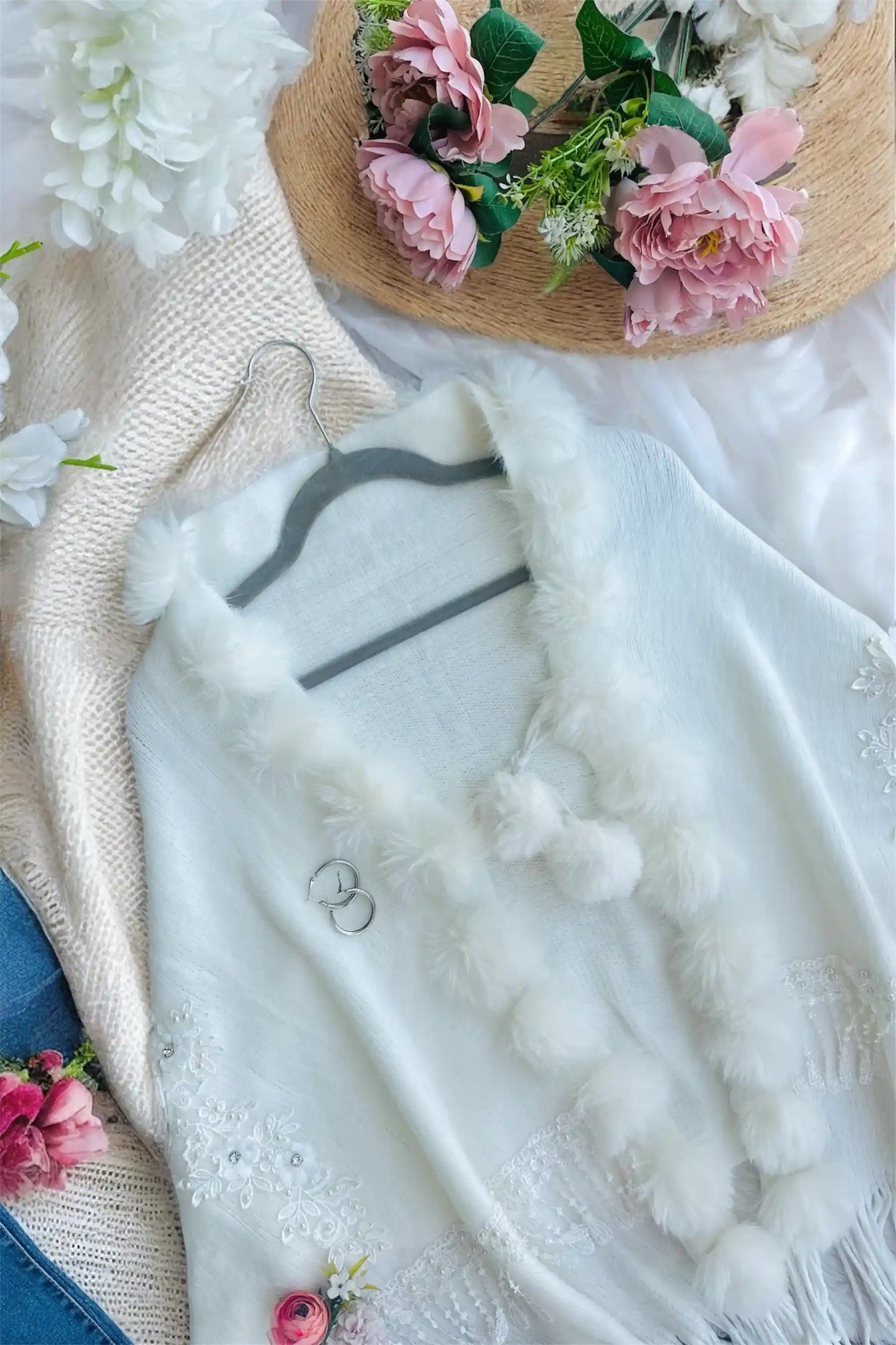 Soft White Fur Winter Cape