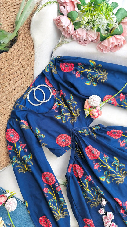 Asure Blue Blockprint Twirl Dress - Passion for Fashion by Shivani