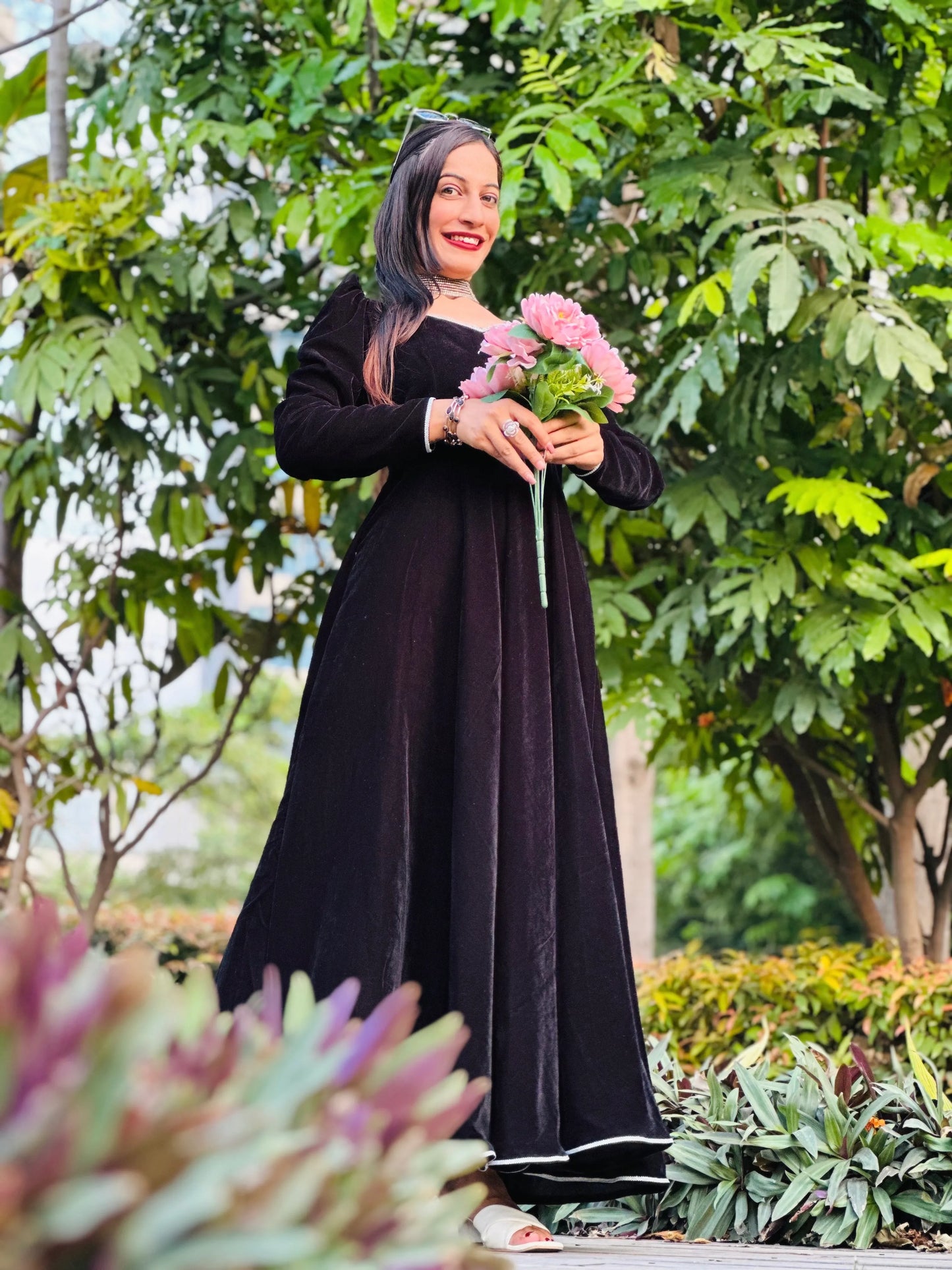 Scarlet Black Velvet Twirl Dress