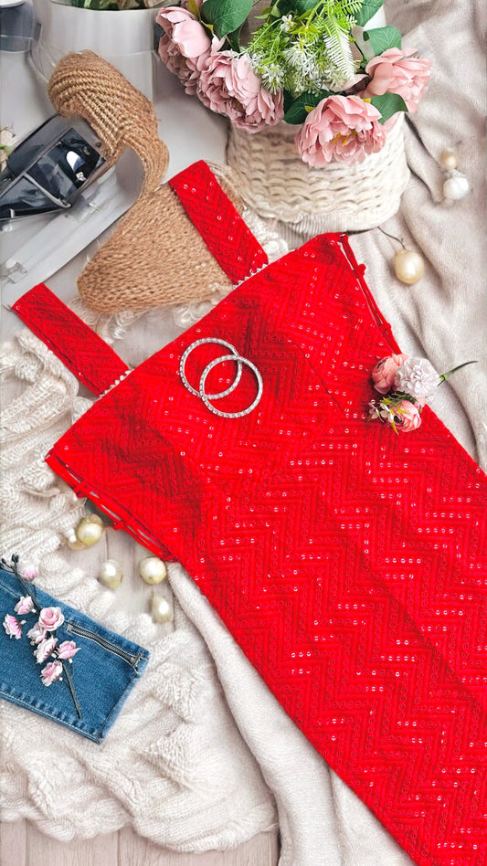 Bloom Red Dori Embroidered Gulnaz Kurta