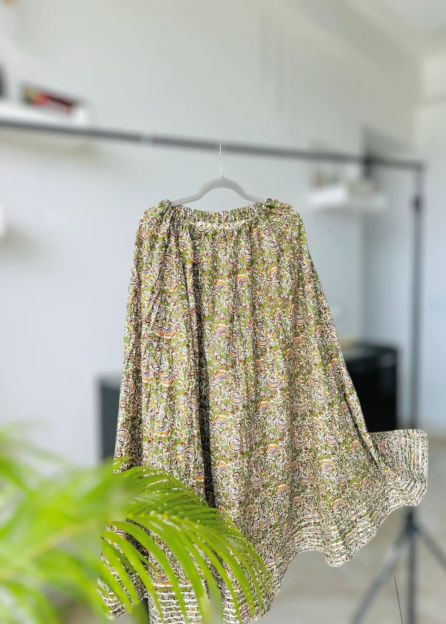 Green Kalamkari Jaipuri Twirl Skirt - Passion for Fashion by Shivani
