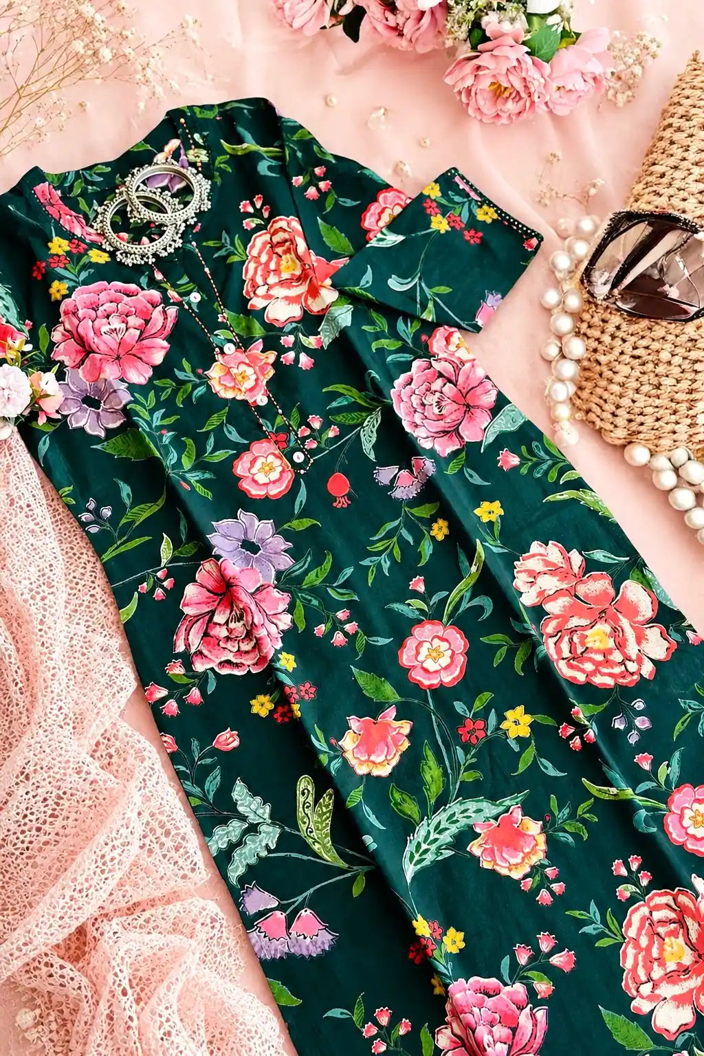 Floral Bliss Mul Budget Kurta