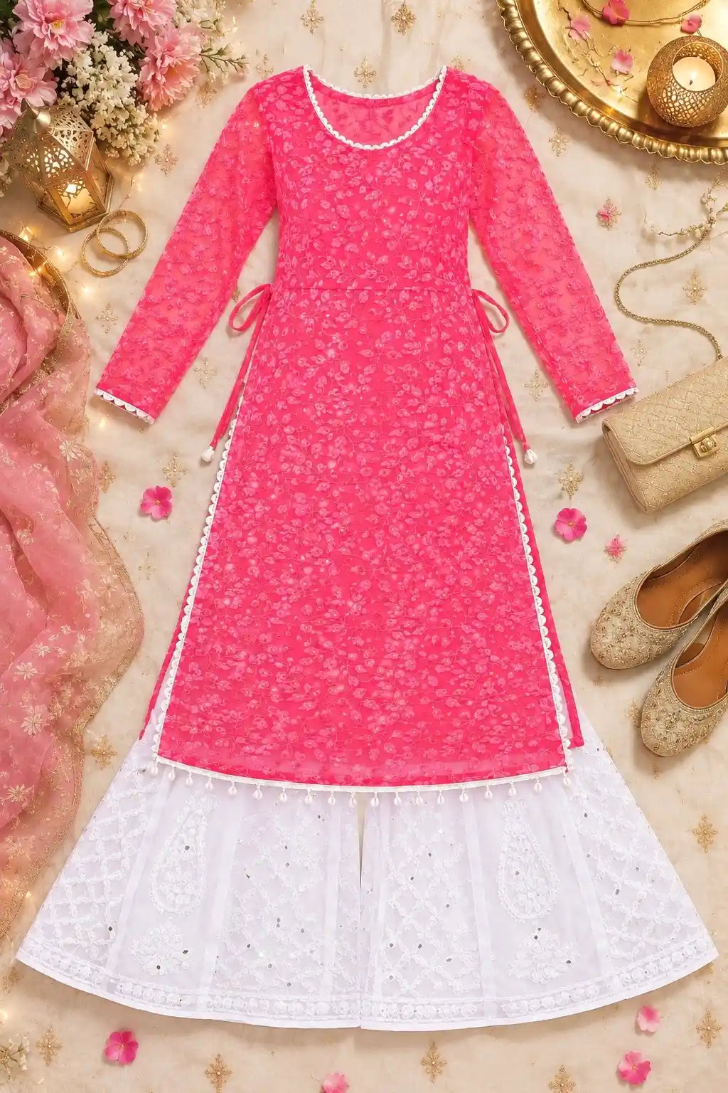 Pretty In Peach Shell Gulnaz Kurta