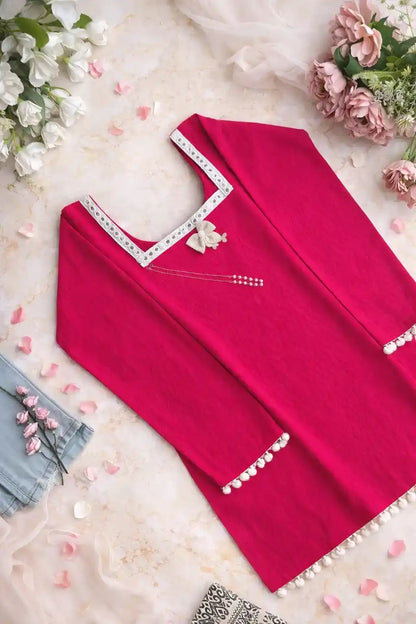 Fuchsia Glow Mirror Kurta