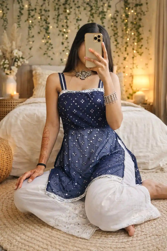 Blink Blue Embroidered Gulnaz Kurta