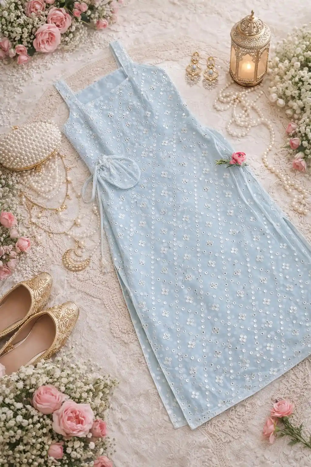 Anishka’s White Mirror Gulnaz Kurta