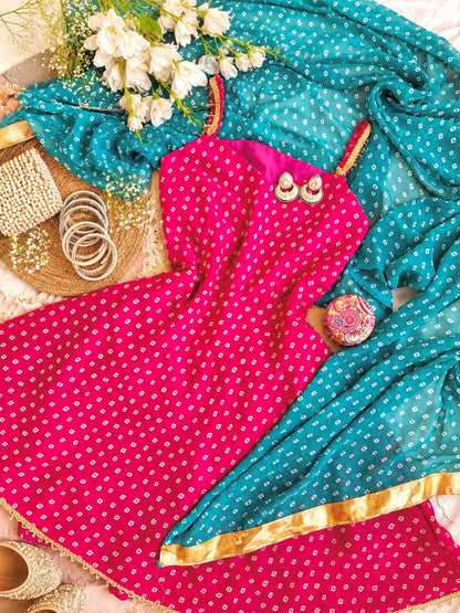 Pink Bandhej Gulnaz Meher Suit