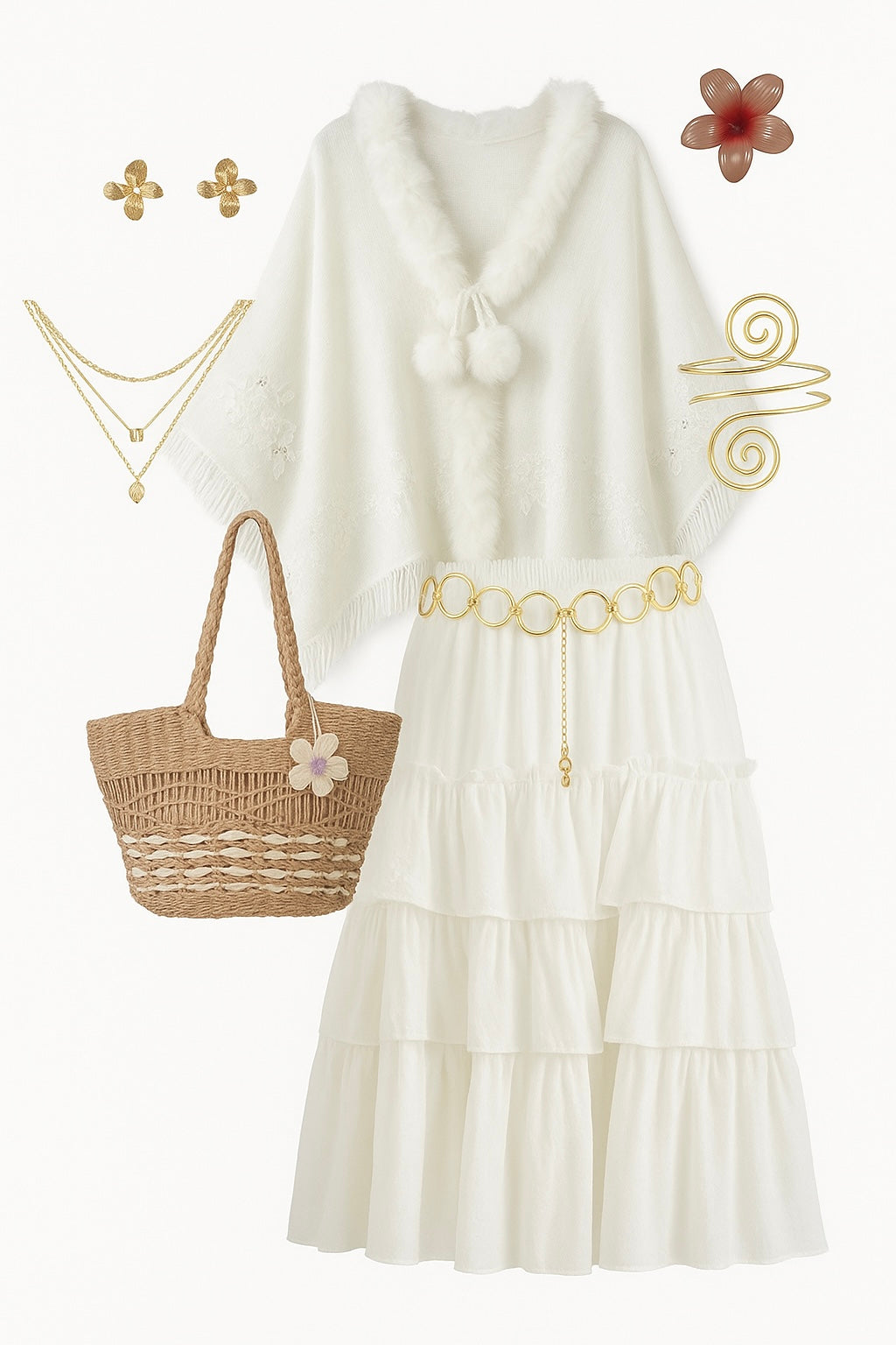 Soft White Fur Winter Cape