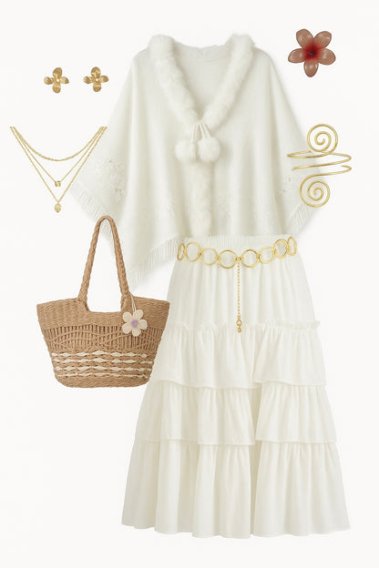 Soft White Fur Winter Cape