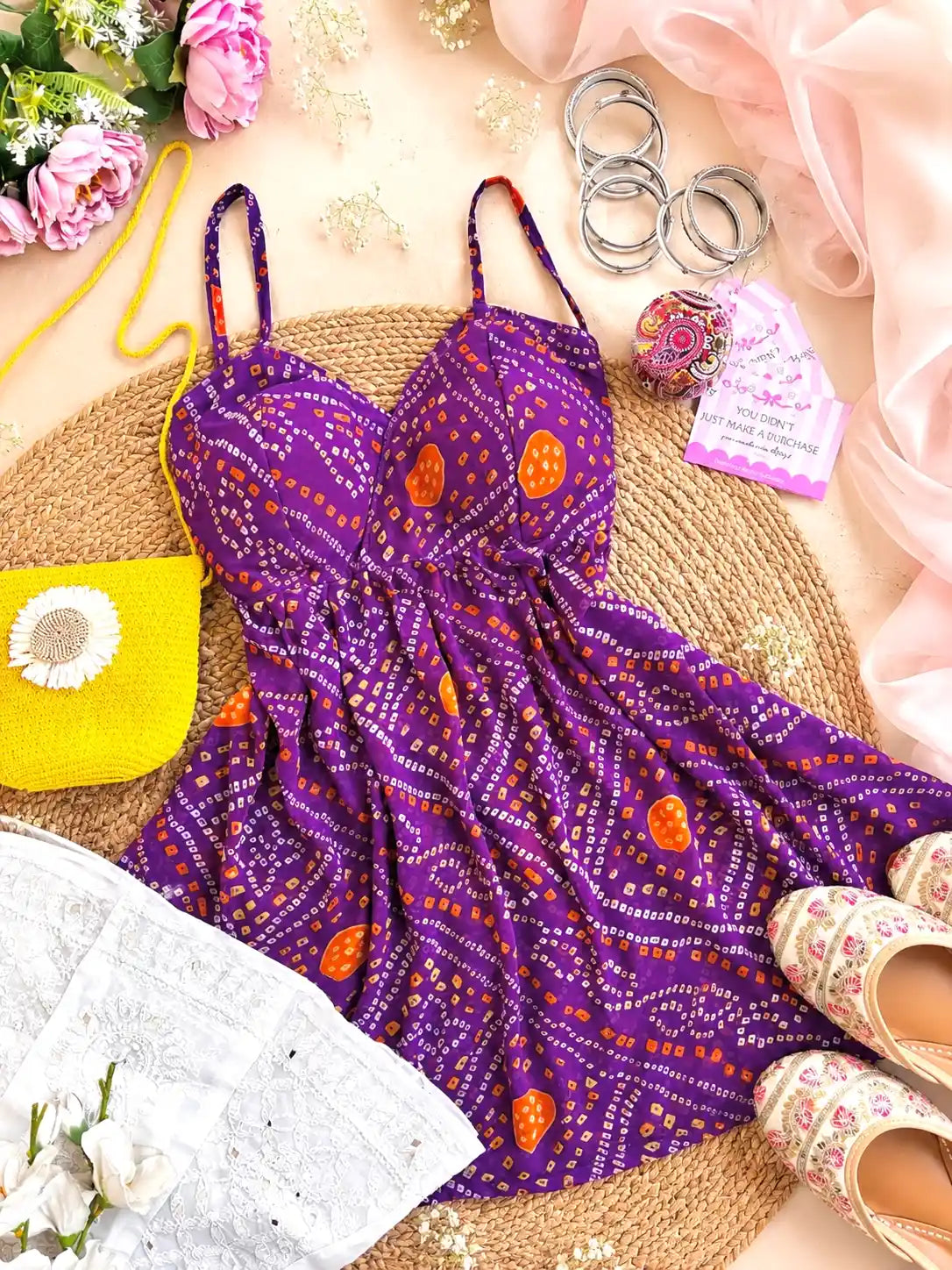 Bloom Purple Bandhej Peplum Top