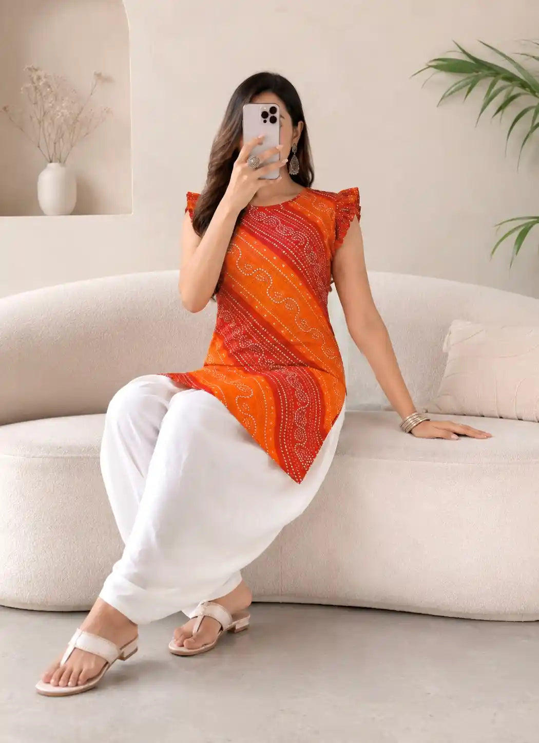Jaipuri Bandhej Mul Kurta
