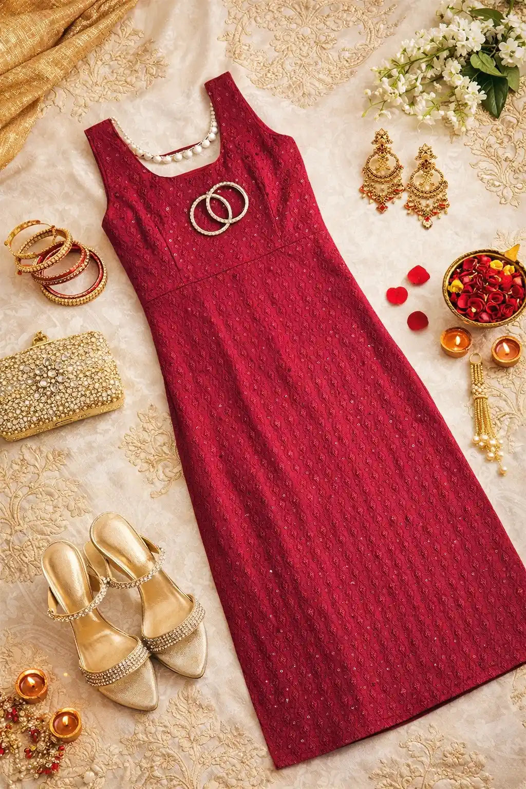 Nakhra Maroon Gulnaz Embroidered Kurta