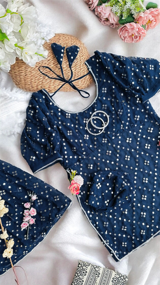 Sparkling Blue Mirror Sharara Gulnaz Set