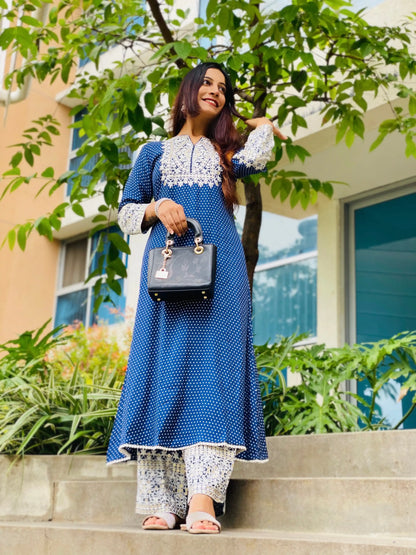 Shimmer Blue Meher Embroidered Suit Set