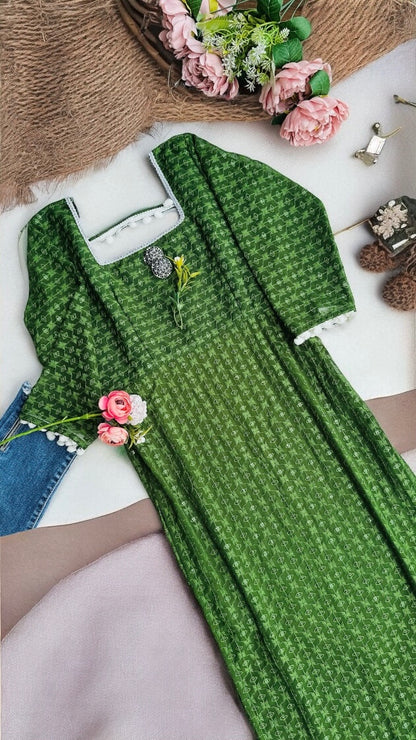 Emerald Green Gulnaz Embroidered Kurta