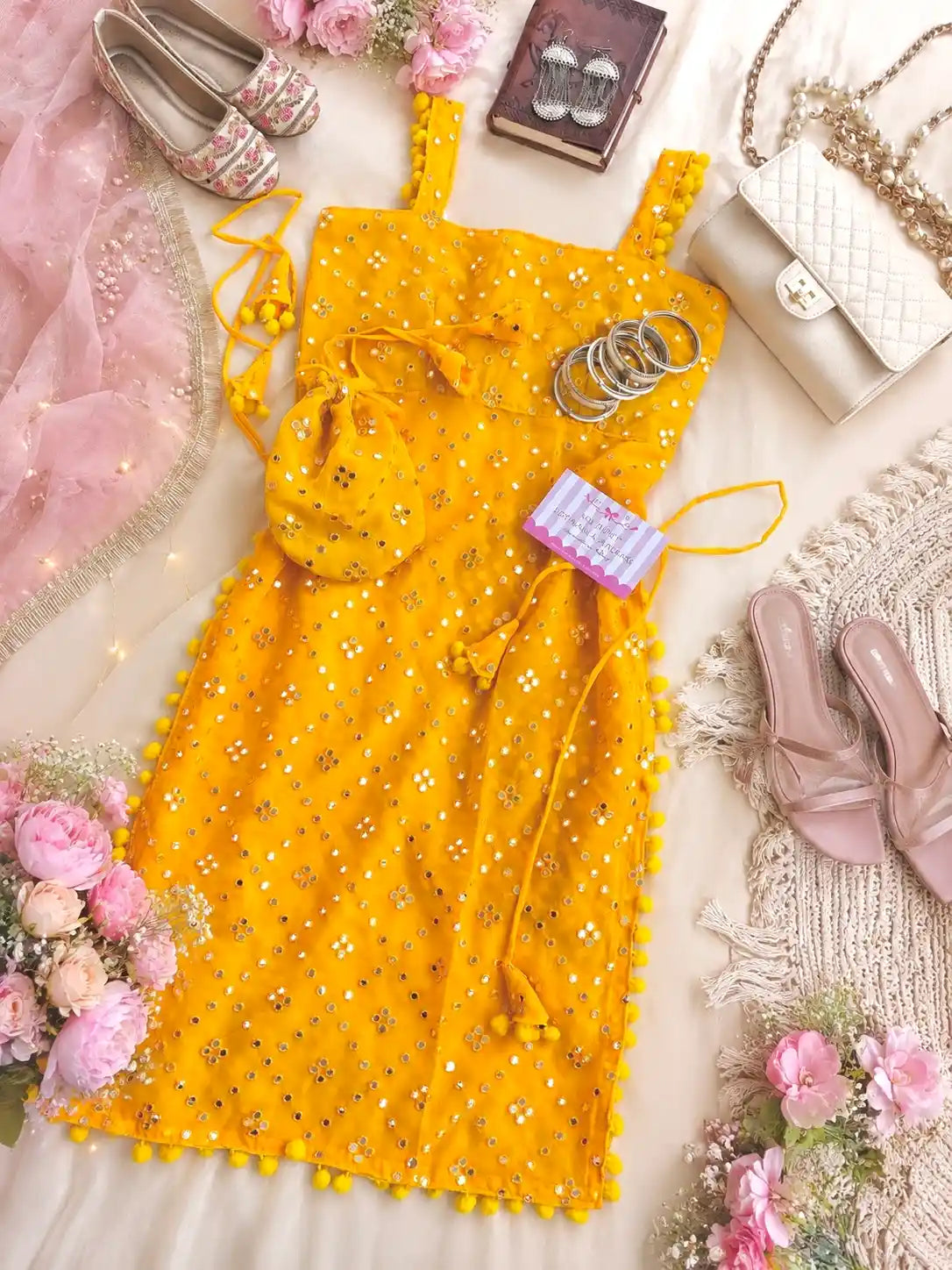 Shimmer Yellow Embroidered Gulnaz Kurta