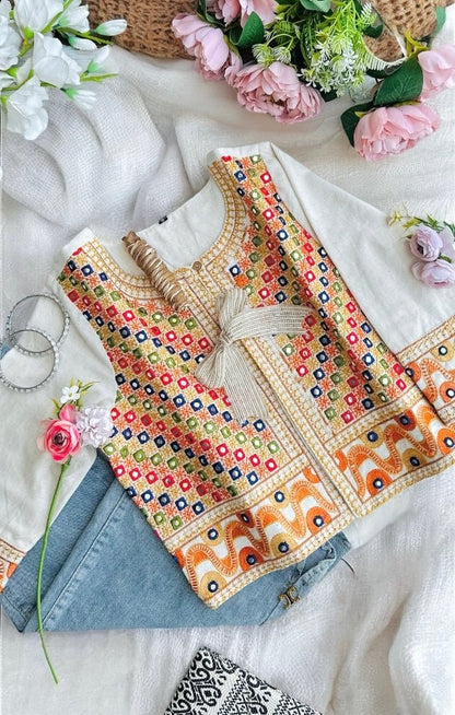 White Mirror Embroidered Jacket - Passion for Fashion by Shivani