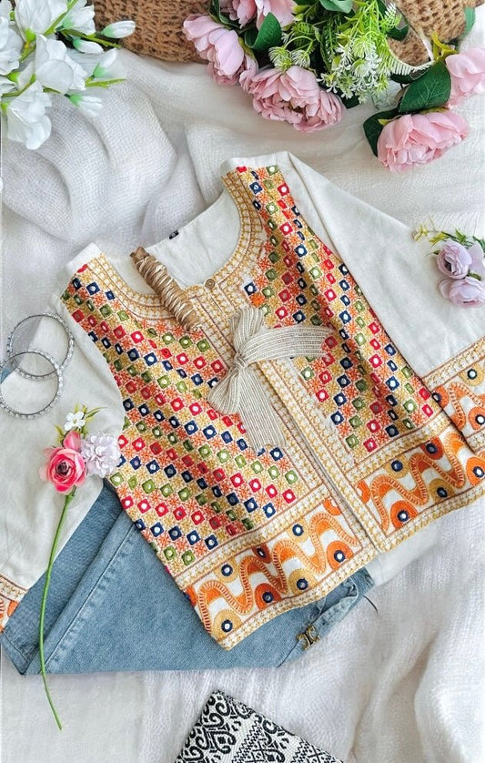 White Mirror Embroidered Jacket - Passion for Fashion by Shivani