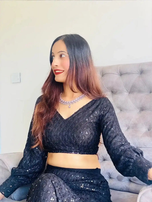 Rangrez Black Sequence Blouse - Passion for Fashion by Shivani