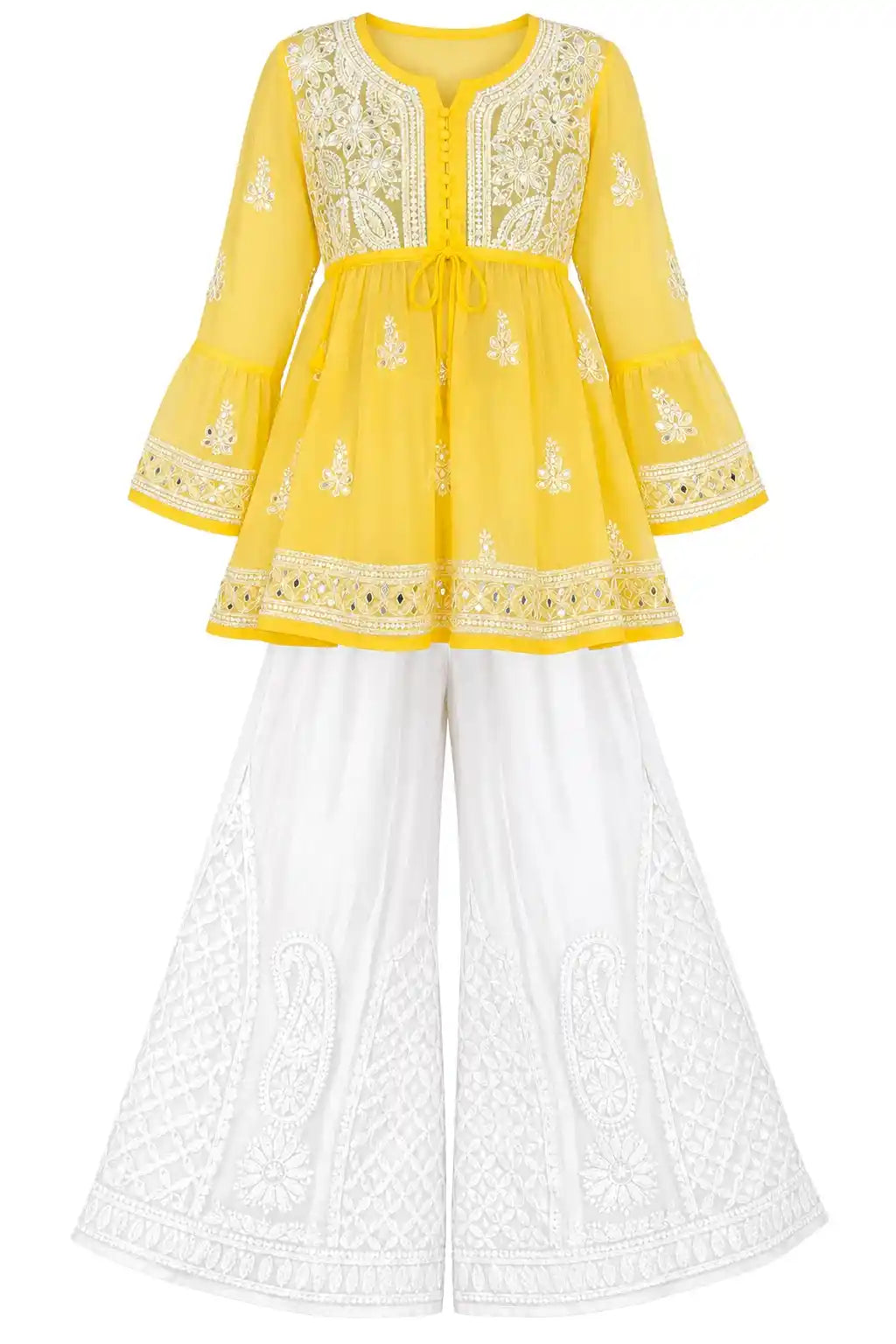 Sunflower Yellow Noor Mirror Chikankari