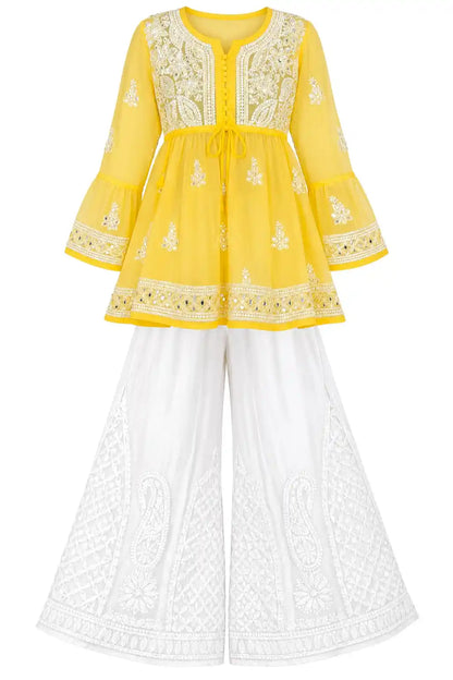 Sunflower Yellow Noor Mirror Chikankari